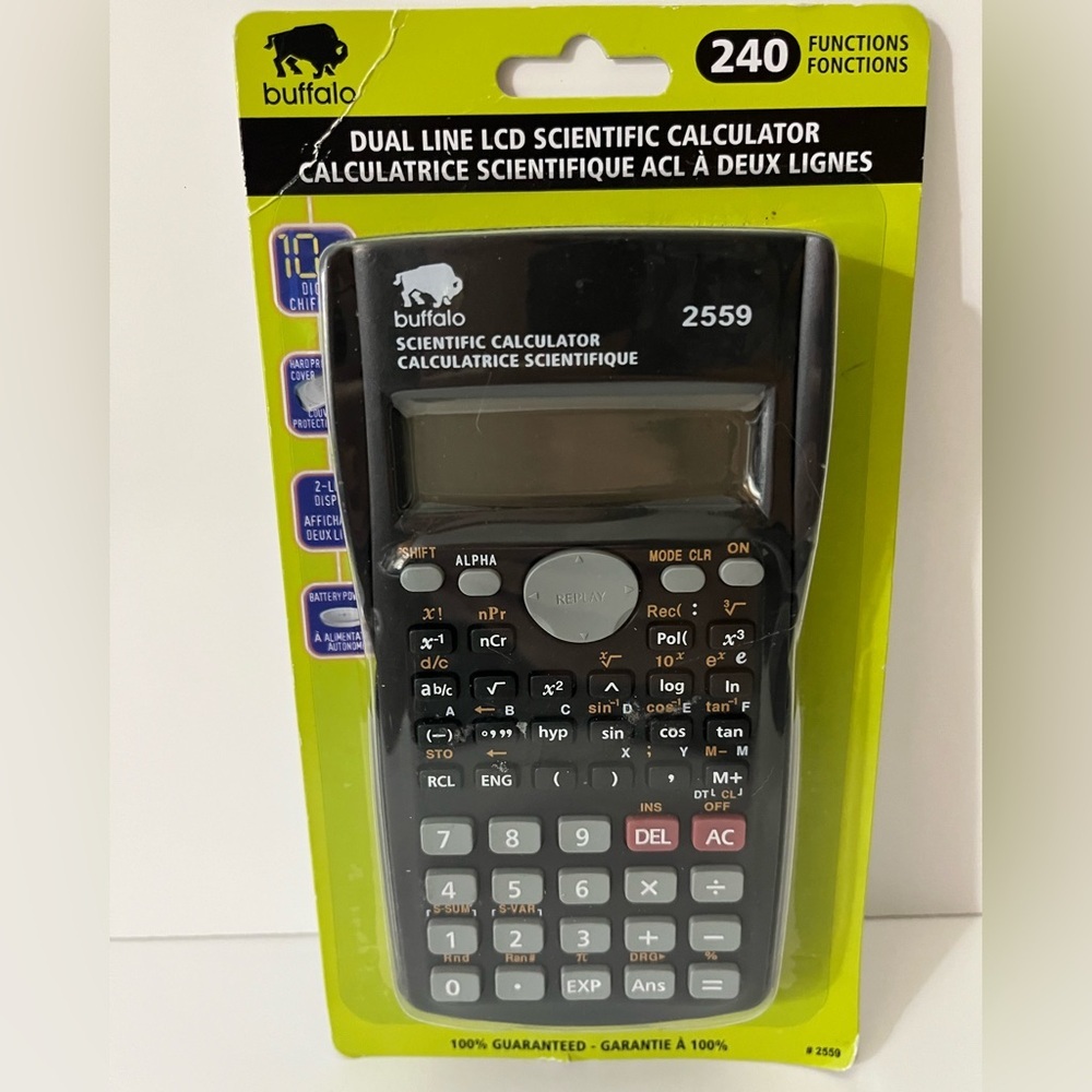 Calculator Buffalo Black Scientific Calculator with Dual Line LCD New in PKG
